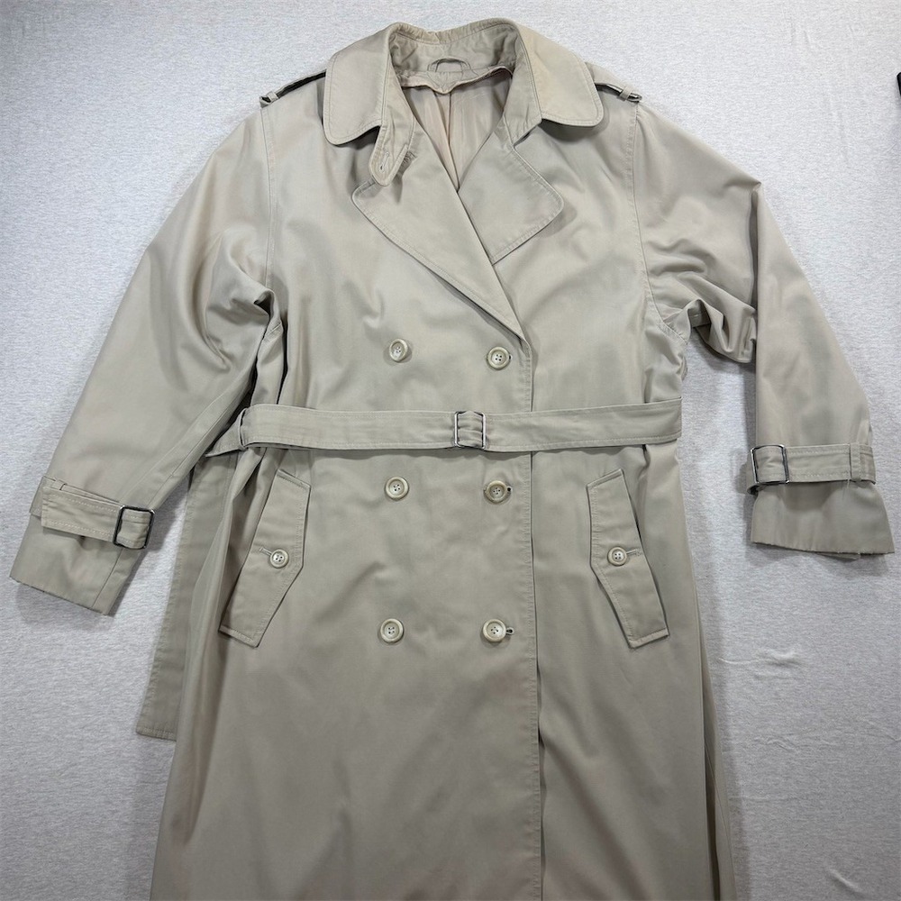 Unbranded Trench Coat Womens Beige Double Breasted Belted Long Raincoat
